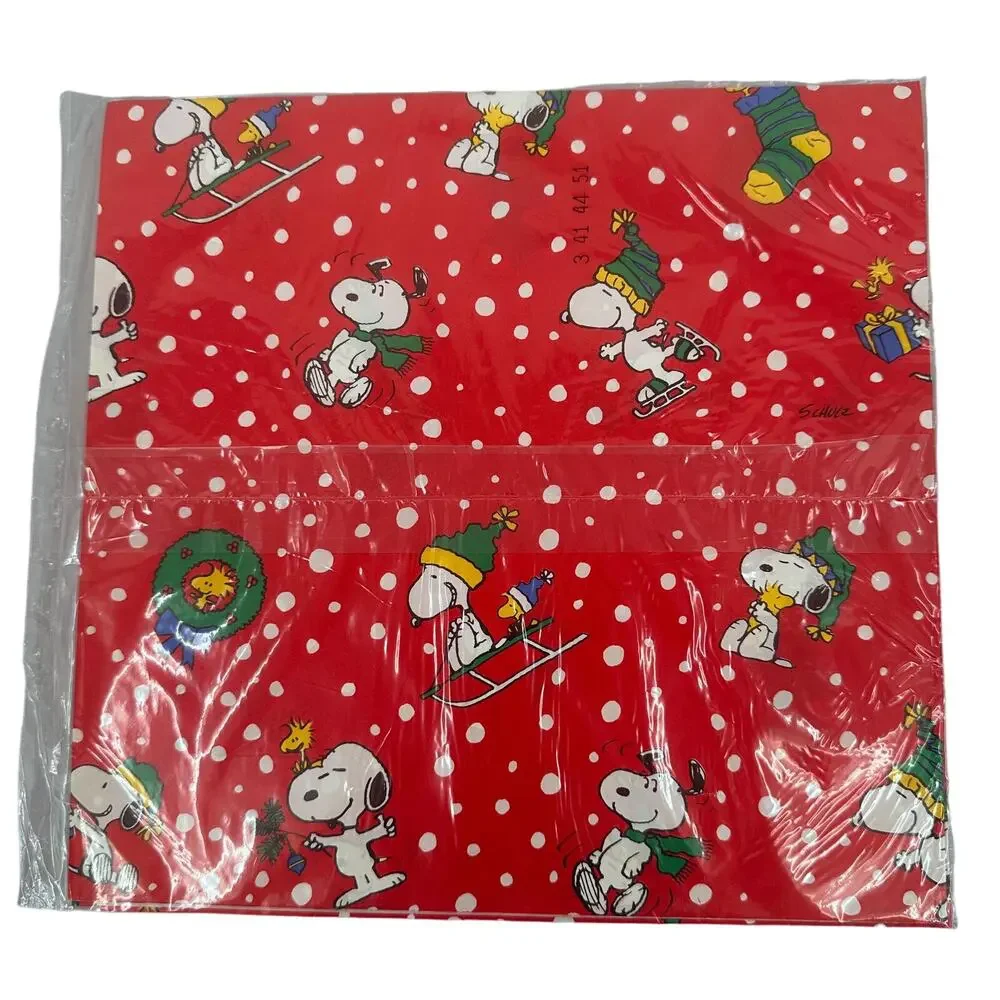 Peanuts Snoopy Hallmark Kids Gift Wrap Wrapping Paper 2 Sheets Sealed Vintage
